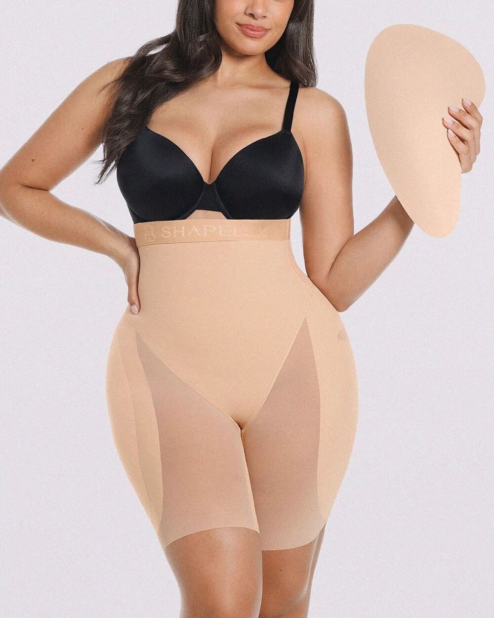 Shapellx High-Waisted Hip Enhancer Padded Shapewear Shorts – Size L NEW